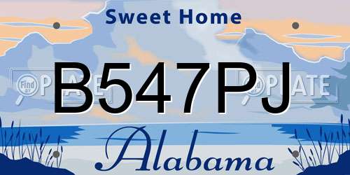 B547PJ Alabama License Plate