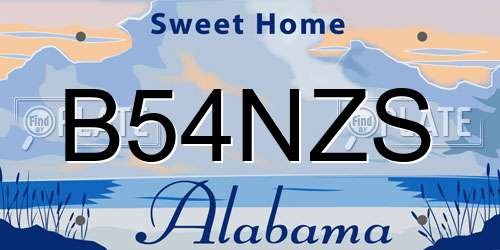 B54NZS Alabama License Plate
