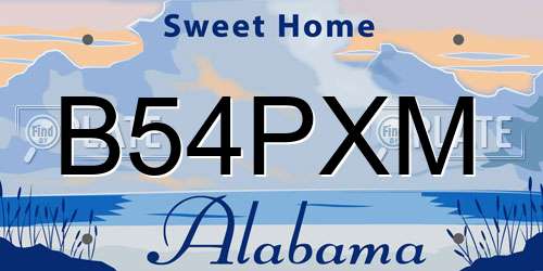 B54PXM Alabama License Plate
