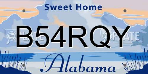 B54RQY Alabama License Plate