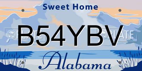 B54YBV Alabama License Plate