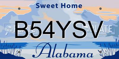 B54YSV Alabama License Plate