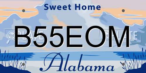 B55EOM Alabama License Plate