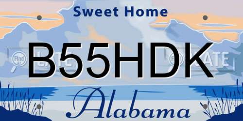 B55HDK Alabama License Plate