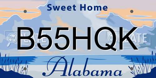 B55HQK Alabama License Plate