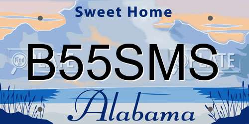 B55SMS Alabama License Plate