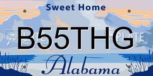 B55THG Alabama License Plate