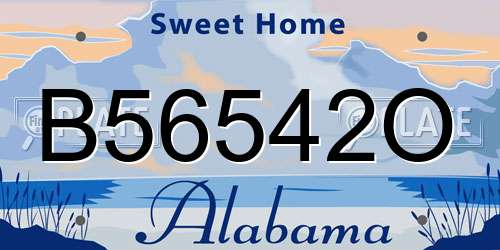 B56542O Alabama License Plate