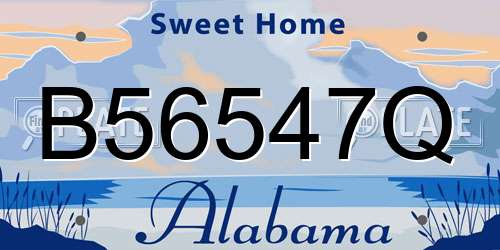 B56547Q Alabama License Plate
