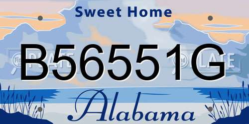 B56551G Alabama License Plate