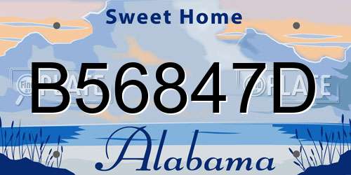 B56847D Alabama License Plate