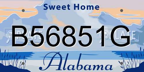 B56851G Alabama License Plate