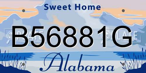 B56881G Alabama License Plate