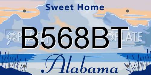 B568BT Alabama License Plate