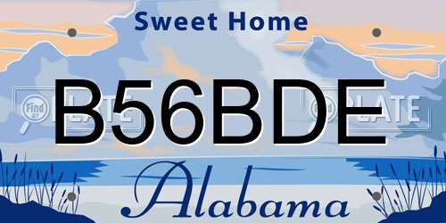 B56BDE Alabama License Plate
