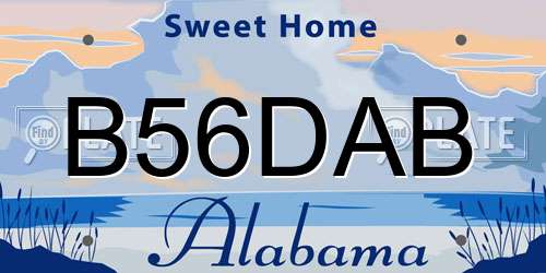 B56DAB Alabama License Plate