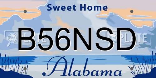 B56NSD Alabama License Plate