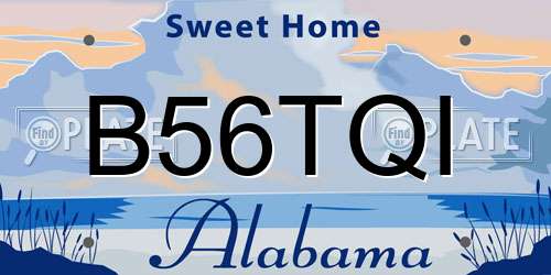 B56TQI Alabama License Plate