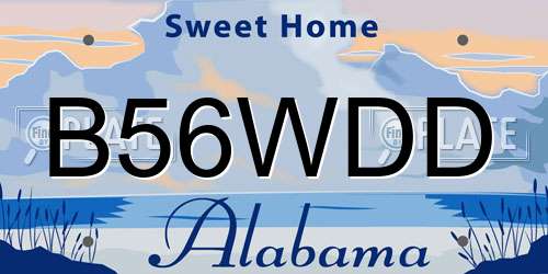 B56WDD Alabama License Plate