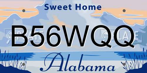 B56WQQ Alabama License Plate