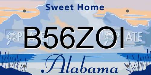 B56ZOI Alabama License Plate