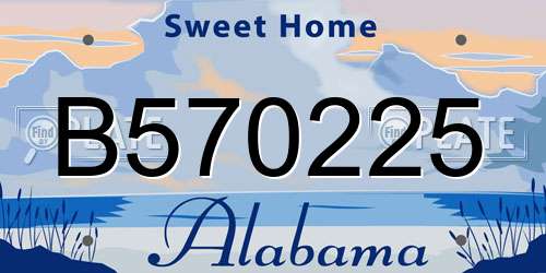 B570225 Alabama License Plate
