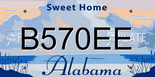 B570EE Alabama License Plate