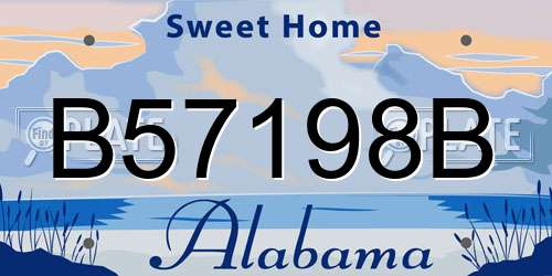 B57198B Alabama License Plate
