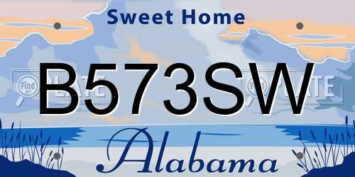 B573SW Alabama License Plate