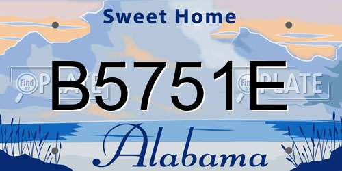 B5751E Alabama License Plate
