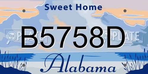 B5758D Alabama License Plate