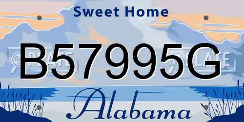 B57995G Alabama License Plate