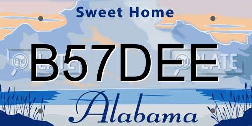 B57DEE Alabama License Plate