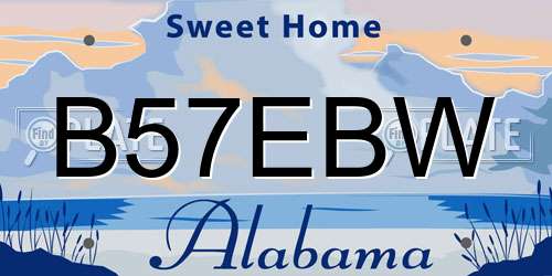 B57EBW Alabama License Plate