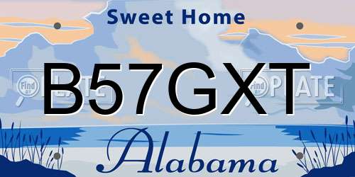 B57GXT Alabama License Plate