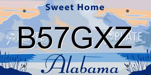 B57GXZ Alabama License Plate