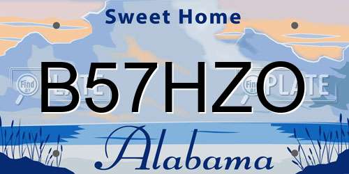 B57HZO Alabama License Plate