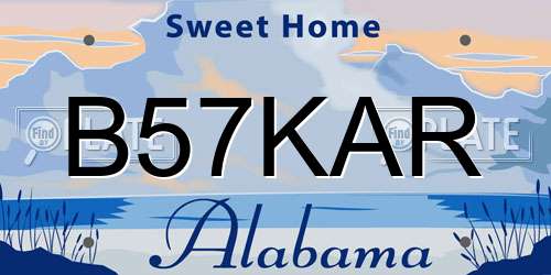 B57KAR Alabama License Plate
