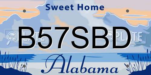 B57SBD Alabama License Plate