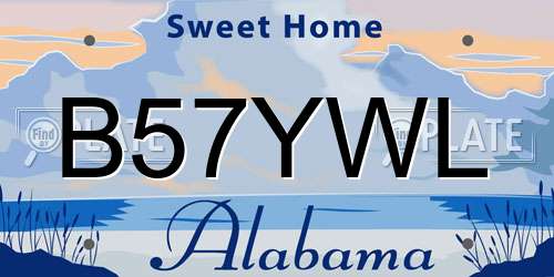 B57YWL Alabama License Plate