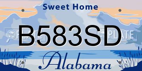 B583SD Alabama License Plate