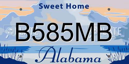B585MB Alabama License Plate