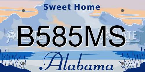 B585MS Alabama License Plate