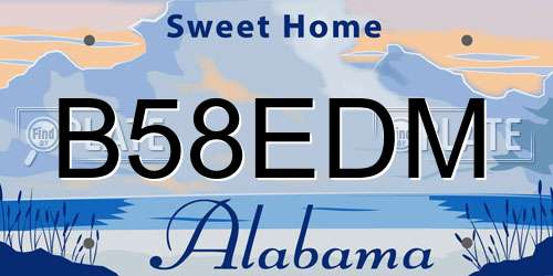 B58EDM Alabama License Plate
