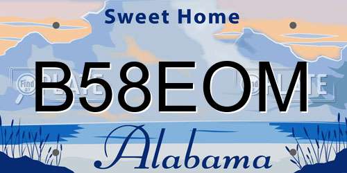 B58EOM Alabama License Plate