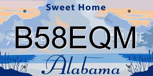 B58EQM Alabama License Plate