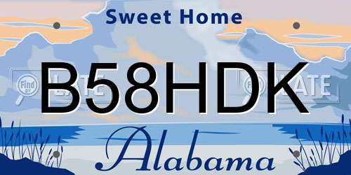 B58HDK Alabama License Plate