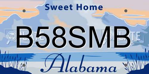 B58SMB Alabama License Plate