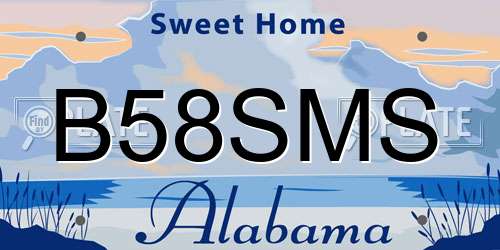 B58SMS Alabama License Plate