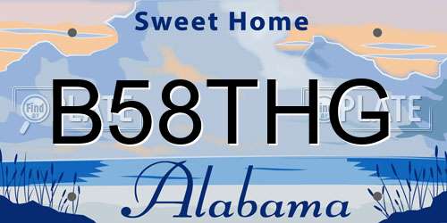 B58THG Alabama License Plate